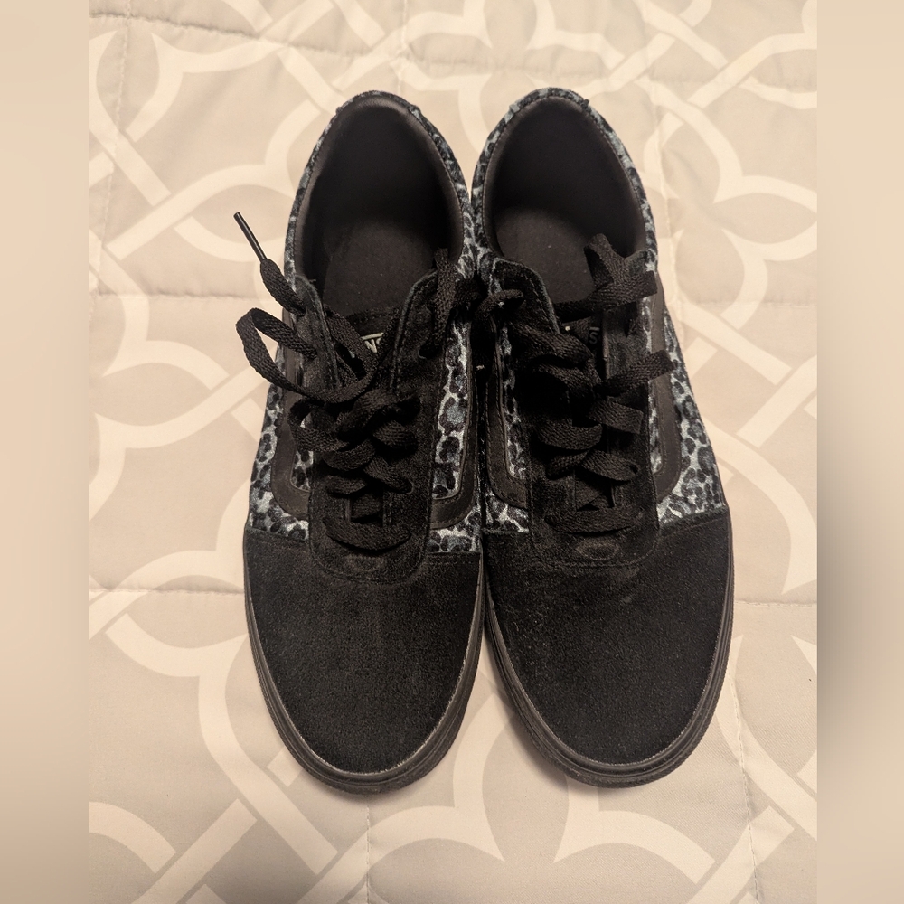 Black & Leopard Print Vans - Picture 2 of 3